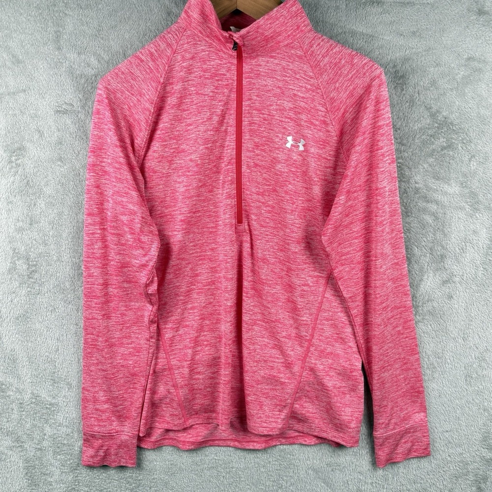 Under Armour HeatGear Tech‎ 1/2 Zip Pullover Womens XL Pink Running Gym Yoga EUC